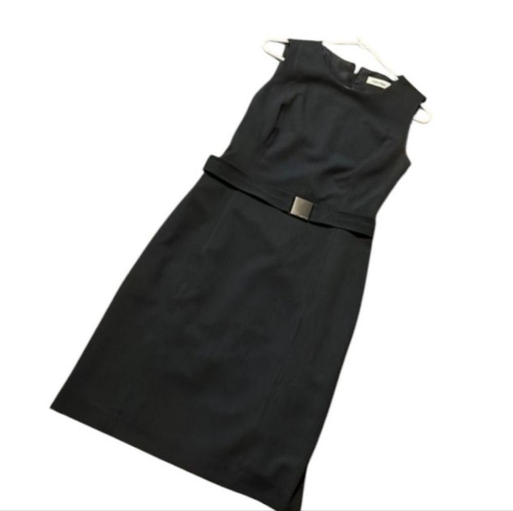 Women's Calvin Klein 4 Sleeveless Belted Sheath Dress